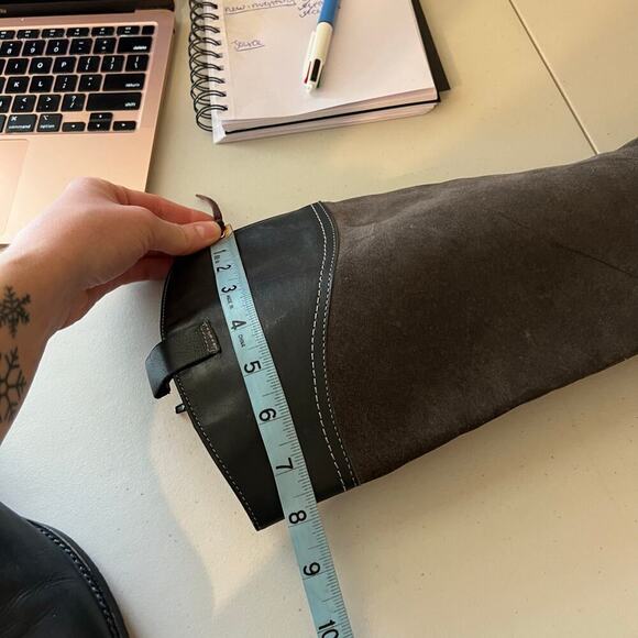 Seychelles Black & Gray Genuine Leather Suede Zip Up Riding Boots Size 9 - Picture 14 of 16